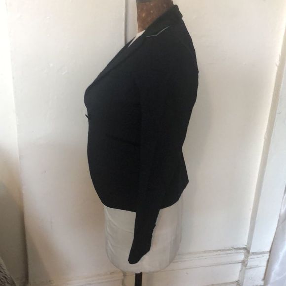 Avec Les Filles Quilted Blazer Velvet Lapel Navy - Picture 2 of 7